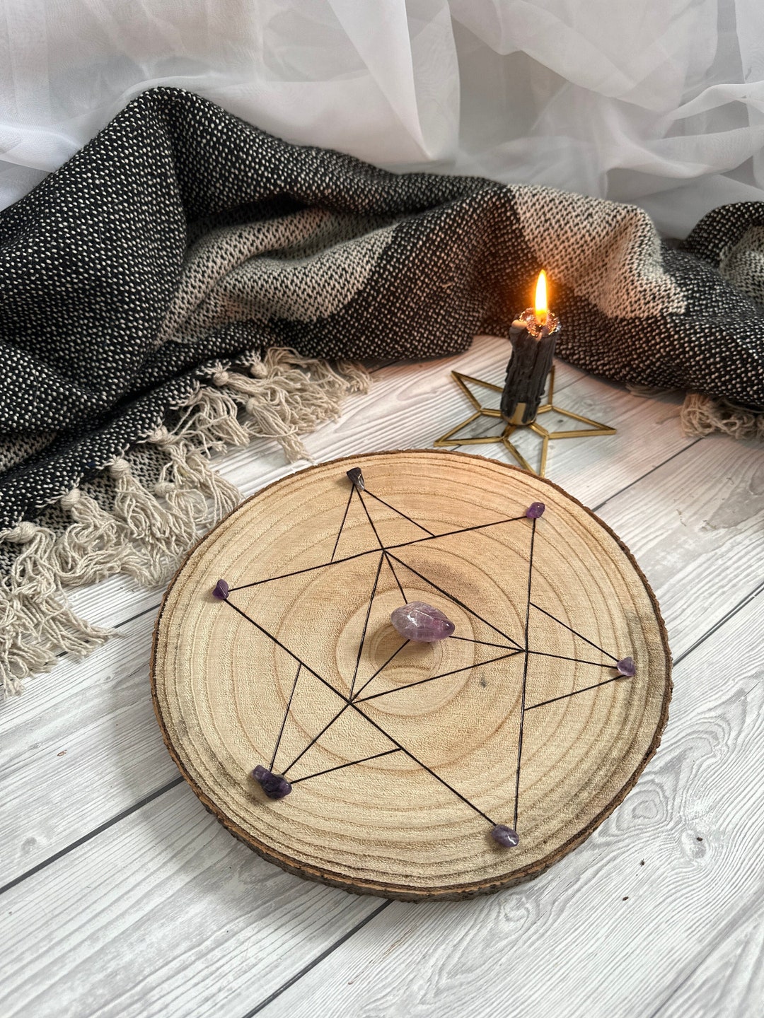 Wooden Crystal Grid Board // the Merkaba Crystal Grid Hand Burnt Wood ...