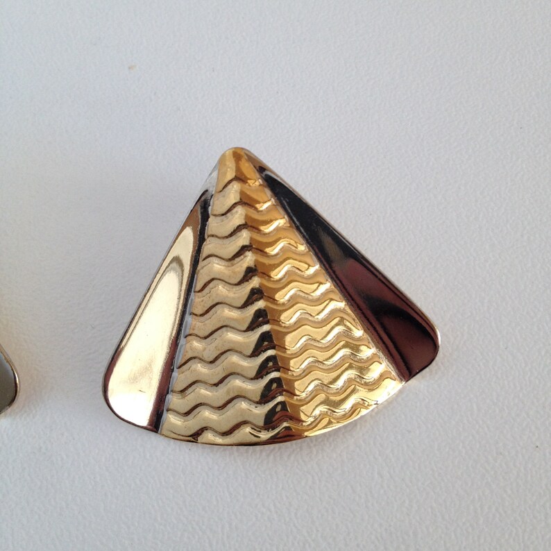 triangular Orecchini vintage nuovi in ottone dorato e argentato golden and silvery brass anni 80 triangolari Vintage new earrings 80s
