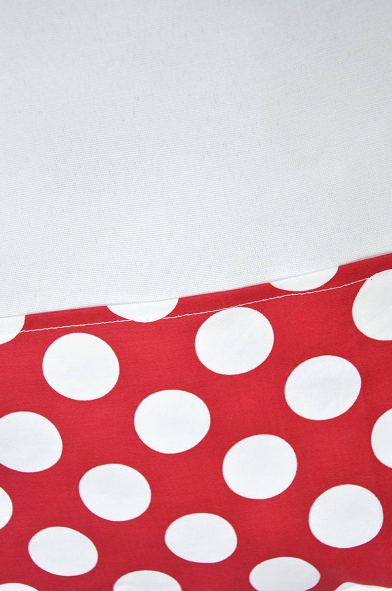 Canvas and cotton shopper white and fucsia with pois Shopper in tela e cotone con pois bianco e fucsia