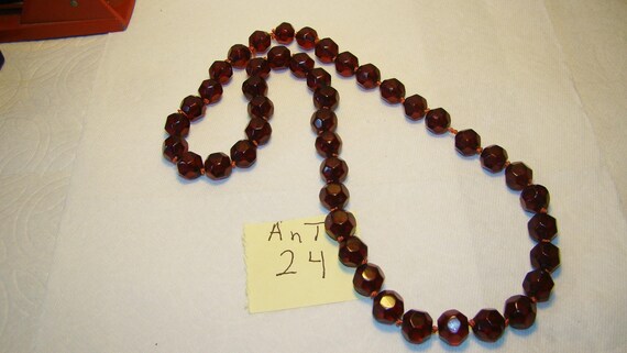 Ant #24 Facetted Cherry Amber Necklace