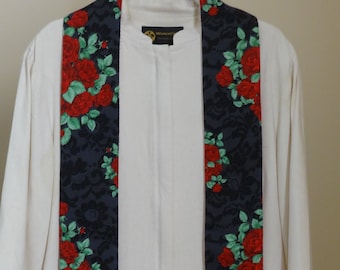 Clergy Stole for Pentecost: Dark Red Roses