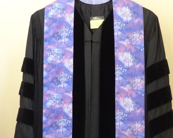 Clergy Stole for Lent or Advent:   Purple with trees (Light Fringe)