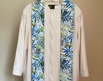 Clergy Stole for Creation:  Green and Blue Ferns