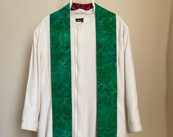 Clergy Green Stole, Clergy Red Stole: Batik Triangles