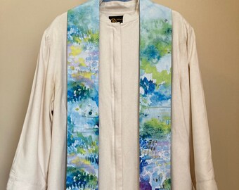 Clergy Stole for Creation: Watercolor Sea and Sky