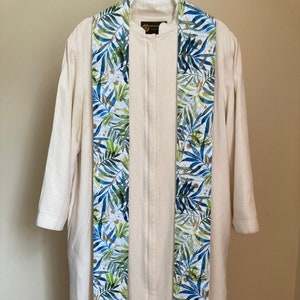 Clergy Stole for Creation:  Green and Blue Ferns