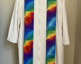 Clergy Stole for Celebration:  Flowing Rainbows