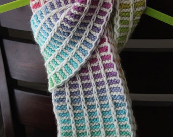 PATTERN for Rainbow Slip Stitch Scarf (knitting)