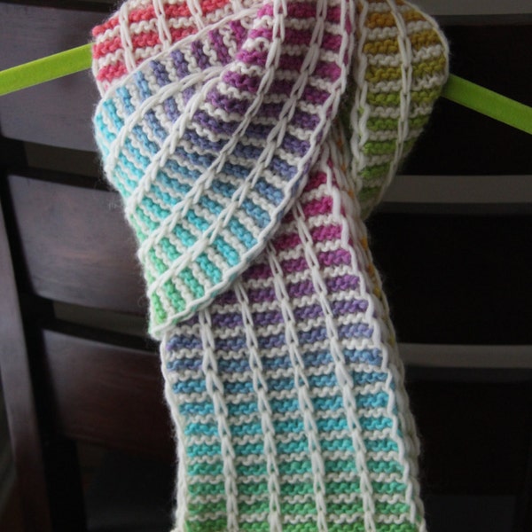 PATTERN for Rainbow Slip Stitch Scarf (knitting)