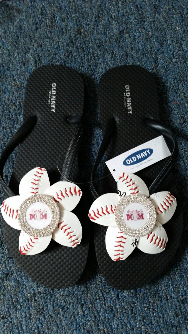 Baseball Mom Flip Flop Handmade Baseball Mom Rhinestone Black | Etsy