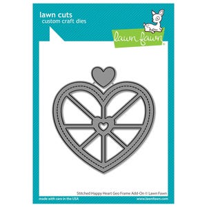 New! Lawn Fawn Stitched Happy Heart GEO FRAME ADD-On Lawn Cuts Craft Cutting Die LF3613