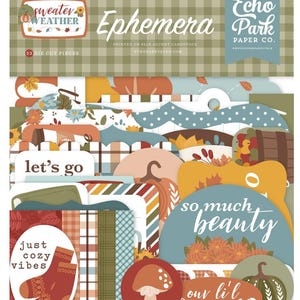 New! 1 Pack of Echo Park Paper SWEATER WEATHER Ephemera Die Cut Cardstock Pieces