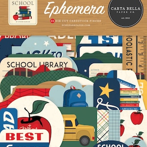 New! 1 Pack of Carta Bella Paper BACK TO SCHOOL Ephemera Die Cut Cardstock Pieces