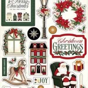 Carta Bella Paper A VINTAGE CHRISTMAS 6x13 Sheet of Adhesive Chipboard Accents - Great for Scrapbooking and Card Making!