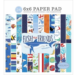 Carta Bella Paper FISH ARE FRIENDS Ocean Theme 6x6 Scrapbook Cardstock Paper Pad