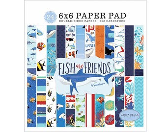 Carta Bella Paper FISH ARE FRIENDS Ocean Theme 6x6 Scrapbook Cardstock Paper Pad