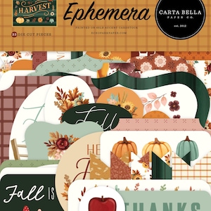 New! 1 Pack of Carta Bella Paper HARVEST Fall Theme Ephemera Die Cut Cardstock Pieces
