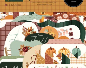 New! 1 Pack of Carta Bella Paper HARVEST Fall Theme Ephemera Die Cut Cardstock Pieces
