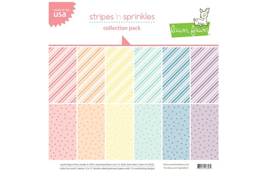 New Lawn Fawn STRIPES 'N SPRINKLES 12x12 Cardstock Paper Collection Kit  LF2922 