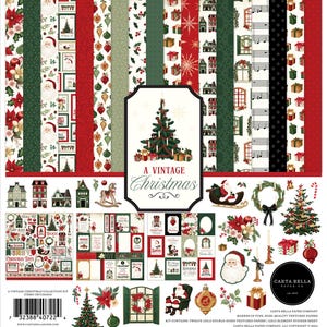 Carta Bella Paper A VINTAGE CHRISTMAS 12x12 Textured Scrapbook Cardstock Collection Kit