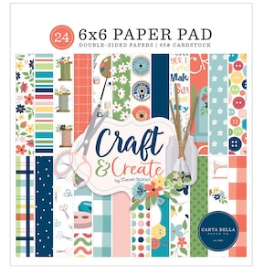 Carta Bella Paper CRAFT & CREATE Crafting/Sewing Theme 6x6 Scrapbook Cardstock Paper Pad