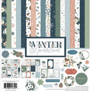 Carta Bella Paper WINTER WONDERLAND 12x12 Textured Scrapbook Cardstock Collection Kit