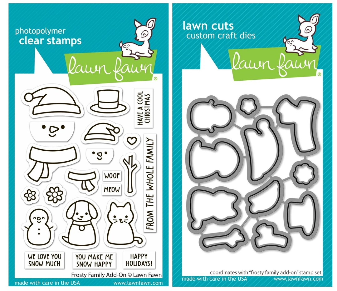 New! Lawn Fawn FROSTY FAMILY Add-on Snowman Clear Stamp and Die Set ...