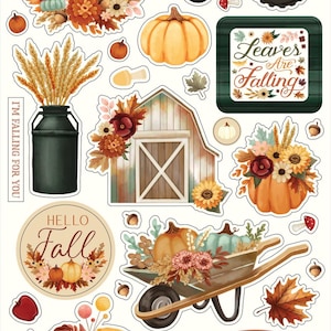 Carta Bella Paper HARVEST Fall Theme 6x13 Sheet of Adhesive Chipboard Accents - Great for Scrapbooking and Card Making!