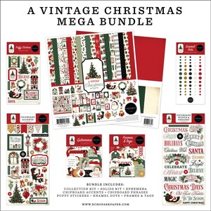 Carta Bella Paper A VINTAGE CHRISTMAS Mega Bundle - Cardstock, Chipboard, Stickers, More!