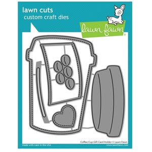 New! Lawn Fawn COFFEE CUP Gift Card Holder Lawn Cuts Die Set LF3514