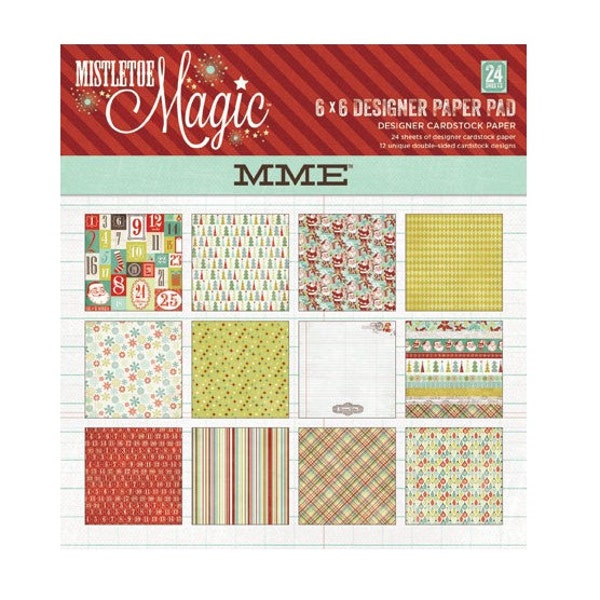 My Mind's Eye MISTLETOE MAGIC 6x6 Scrapbook Cardstock Paper Pad - Great for Christmas / Holiday Cards!