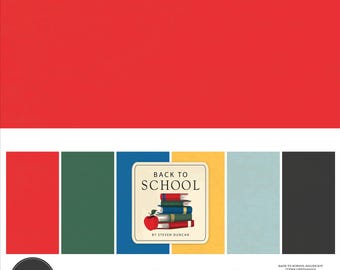 Carta Bella Paper BACK TO SCHOOL 12x12 Coordinating Solids Scrapbook Paper Pack