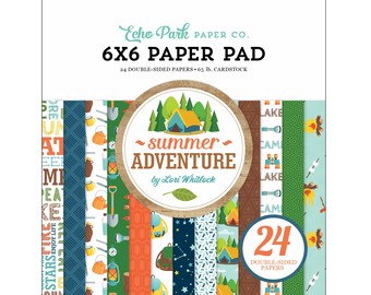 Echo Park Paper SUMMER ADVENTURE Camping Theme 6x6 Scrapbook Cardstock Paper Pad