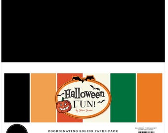 Carta Bella Paper HALLOWEEN FUN! 12x12 Coordinating Solids Scrapbook Paper Pack