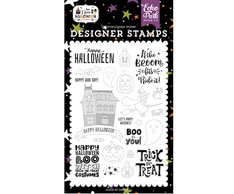 New Echo Park Paper I LOVE HALLOWEEN Boo To You Clear Stamp Set ILH218043