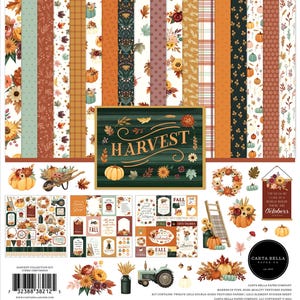 Carta Bella Paper HARVEST Fall Theme  12x12 Textured Scrapbook Cardstock Collection Kit