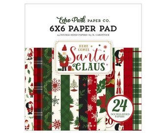 Echo Park Paper HERE Comes SANTA CLAUS Christmas 6x6 Scrapbook Cardstock Paper Pad