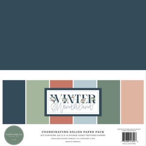 Carta Bella Paper WINTER WONDERLAND 12x12 Coordinating Solids Scrapbook Paper Pack