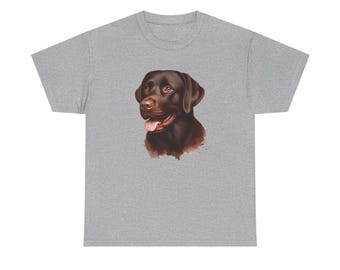 Labrador Love Unisex zwaar katoenen T-shirt, hondenliefhebber shirt, chocolade labkleding, cadeau voor hondenbezitters, dierenvriend kleding, casual T-shirt