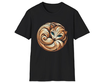 Whimsical Art Noveau Cat T-Shirt, Cute Cat Lover Tee, Gift for Cat Owners, Animal Art Apparel, Relaxed Fit, Unique Design