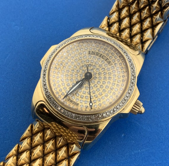 Invicta Swiss Diamond Pave Model 2973 Limited Edition Gold Tone