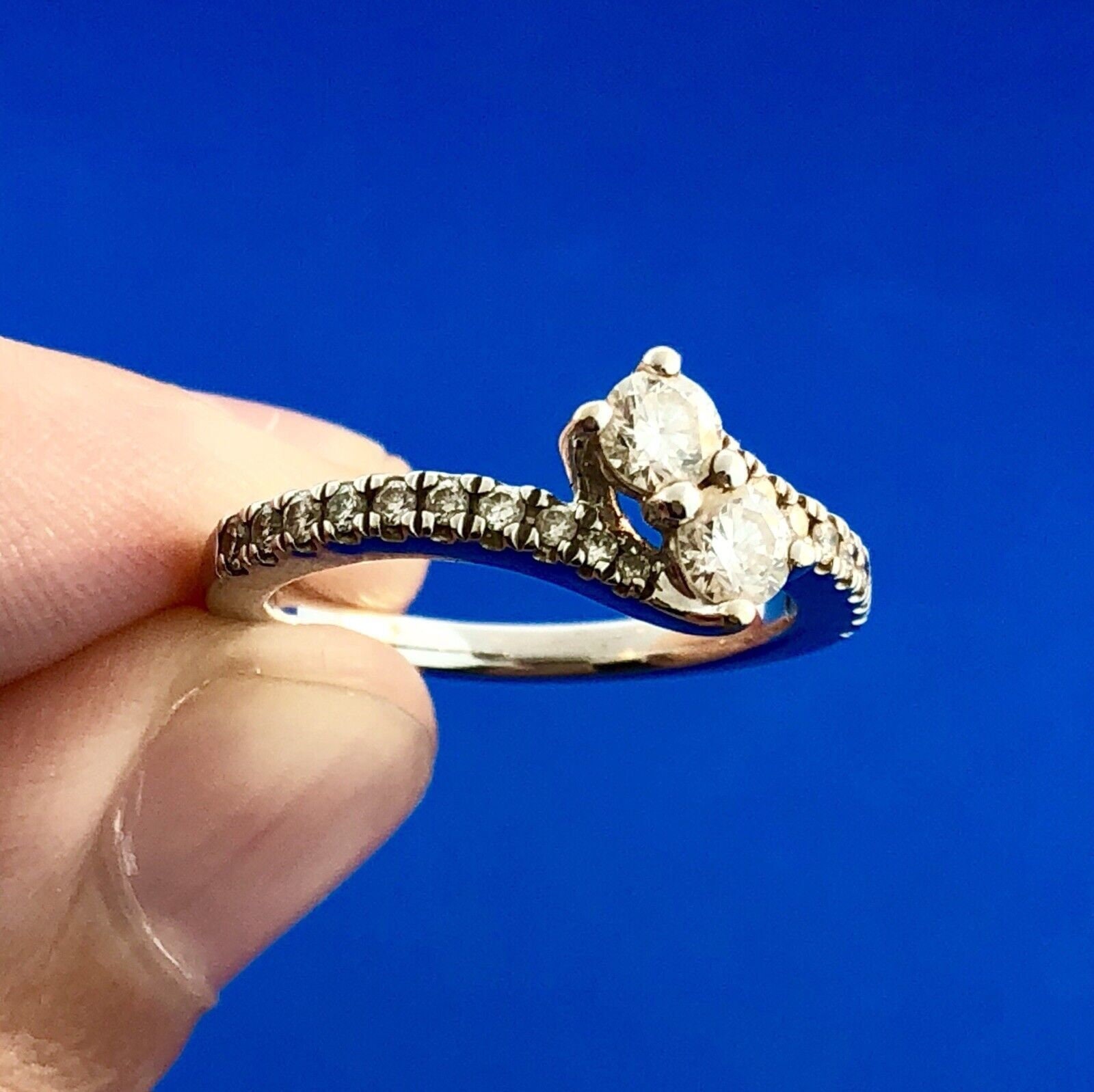 Zales 14K White Gold Ever Us Diamond Duo Bypass Engagement Etsy