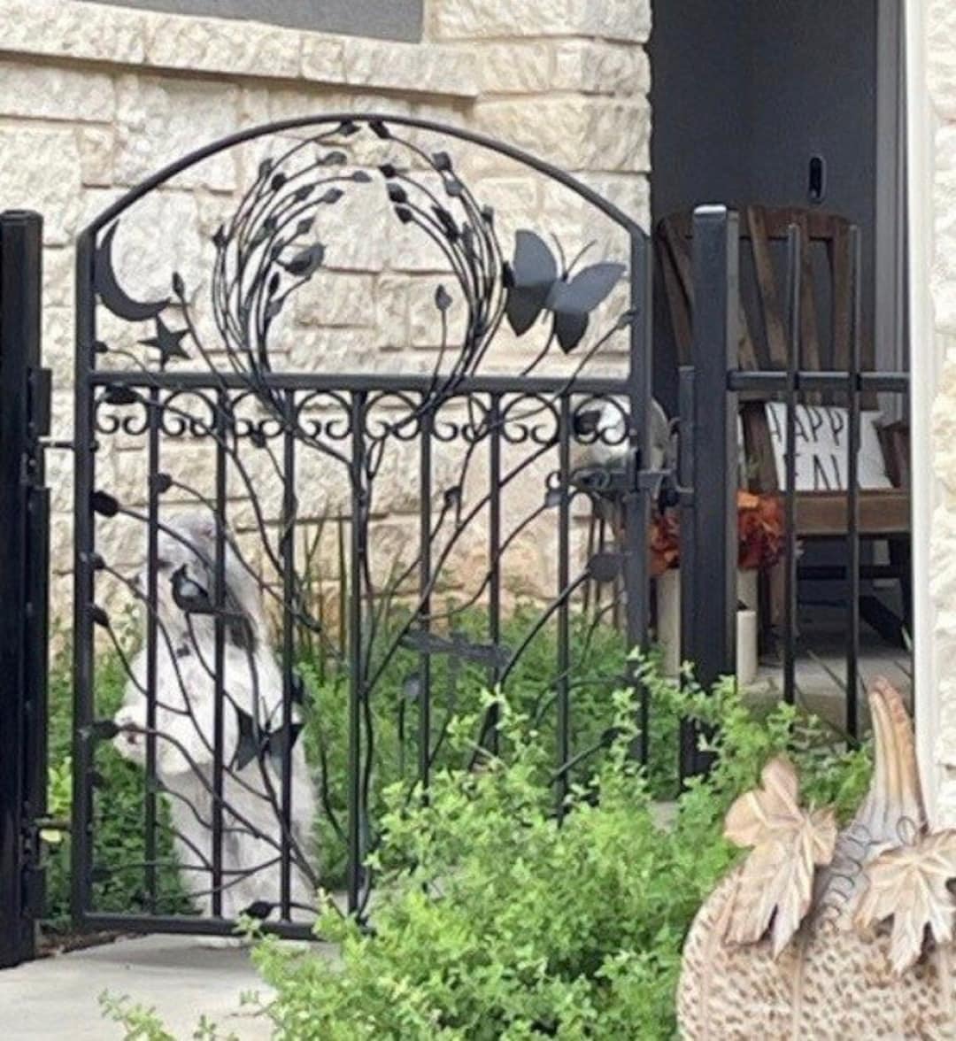 Iron Woodland Garden Gate, Decorative Gate, Three Feet Wide, Four Feet