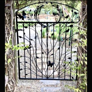 Iron Woodland Gate, Original Garden Gate, Three Feet Wide, Four Feet Tall, Solid Heavy Gate, With Latch Hinges.