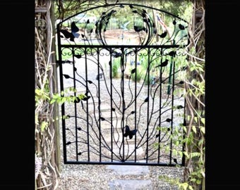 Iron Woodland Gate, Original Garden Gate, Three Feet Wide, Four Feet Tall, Solid Heavy Gate, With Latch Hinges.