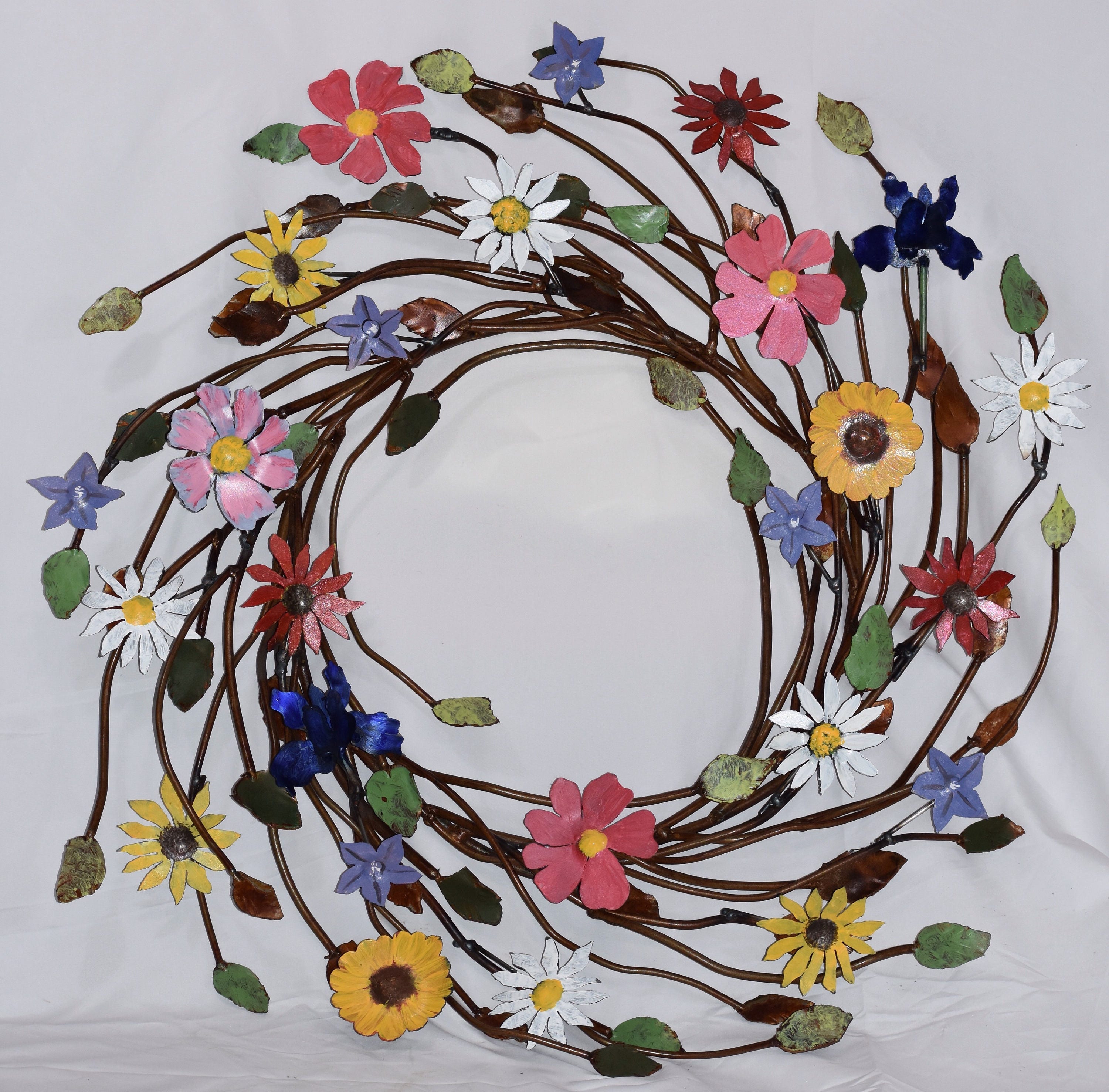 Metal Wreath summer garden wreath hand painted. Etsy