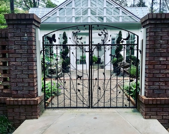 Double Iron Gate, Woodland Garden Gate, Large Double Gate, Ornamental Gate