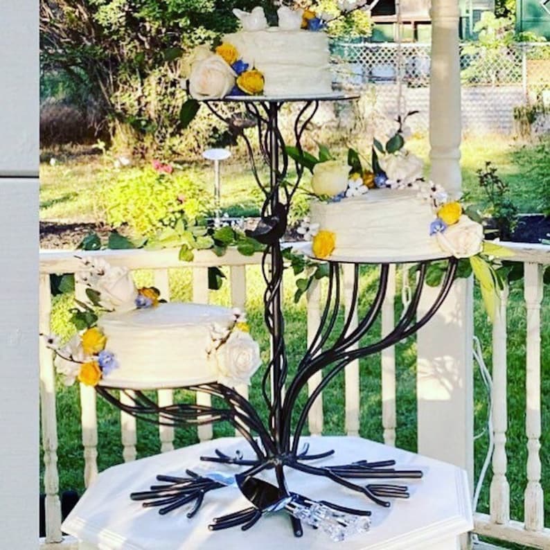 Tiered Tree Stand Wedding cake stand Solid Metal Three Etsy