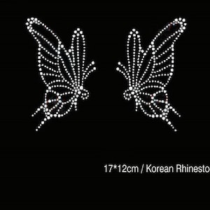 Butterfly Pair Rhinestone Heat Press Transfer - Hotfix Iron On Butterfly Rhinestone