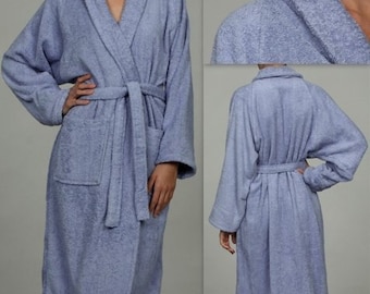 Egyptian Cotton Bath Robe | Personalized Small/Medium Blue Bathrobe | Personalized Robe | Blue Bath Robe | Women's Robe | Men's Robe